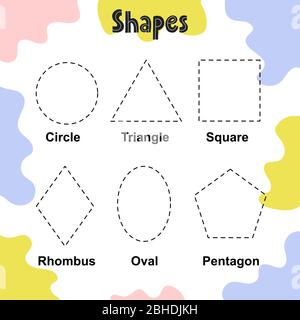 Trace the shapes activity page for kids. Tracing worksheet Stock Vector