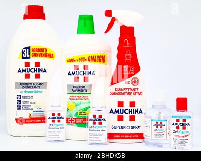 AMUCHINA Household and Laundry detergents. AMUCHINA is an Italian brand of  ACRAF ANGELINI Pharma Stock Photo - Alamy