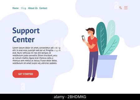 Support service concept for web design. Landing page banner Stock Vector