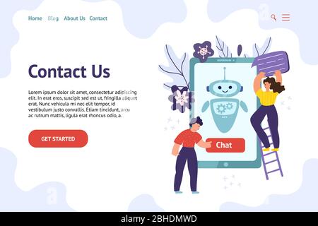 Chatbot header template for website. Contact us banner concept Stock Vector