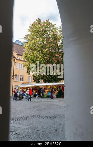 Glimpse of the historic center of Merano, Meran, Bolzano, Trentino Alto Adige, Italy Stock Photo