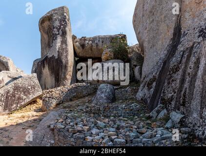 Ancient ruins of Great Zimbabwe during a nice winter day Stock Photo