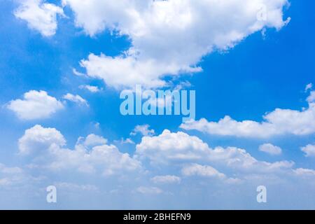 White clouds on blue sky with nice weather in morning Stock Photo