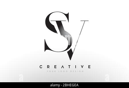SV Letter Logo Design with Serif Typography Font and Elegant Modern ...
