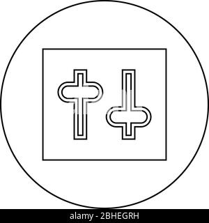 Settings knob Setting Switches regulators icon in circle round outline black color vector illustration flat style simple image Stock Vector