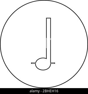 Note to quarter icon in circle round outline black color vector illustration flat style simple image Stock Vector