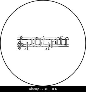 Note fret Notes icon in circle round outline black color vector illustration flat style simple image Stock Vector