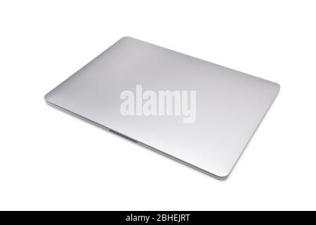 Closed laptop isolated on white background with clipping path. Stock Photo