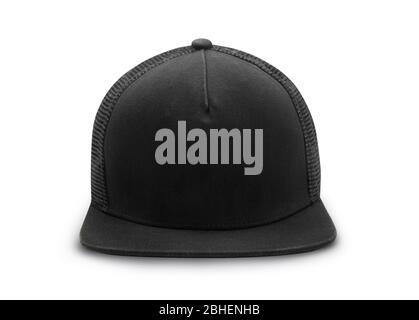 Black snapback cap isolated on white background with clipping path. Stock Photo