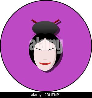 Flat geisha face icon vector illustration. Japanese geisha face logo icon in a flat style Stock Vector