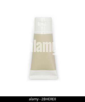 White plastic cream tube or gel product mockup template isolated on white background with clipping path. Stock Photo