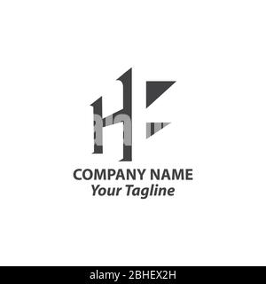 Simple line art letter HF logo. This logo icon incorporate with two letter H and F in the creative way. Stock Vector