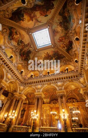 The ceiling of the mail foyer of the Opera Garnier, Paris, France