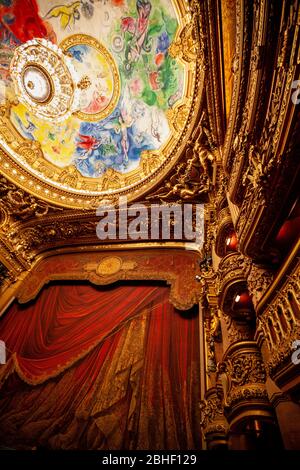 The ceiling of the auditorium by Marc Chagall at the Opera Garnier, Paris Stock Photo