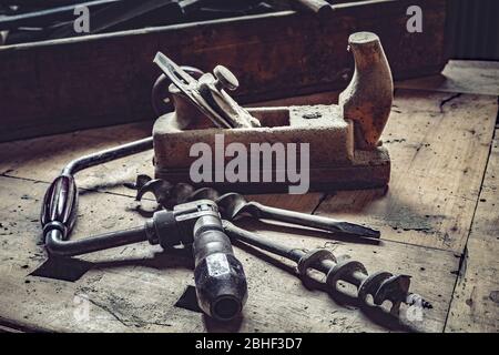 old joinery tools - close up Stock Photo
