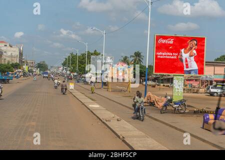 Street scene with Coca-Cola advertising in Lome, Togo. Stock Photo