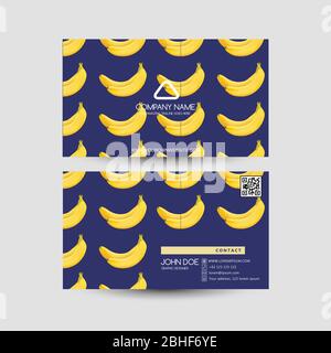 Business Card with Banana pattern Stock Vector