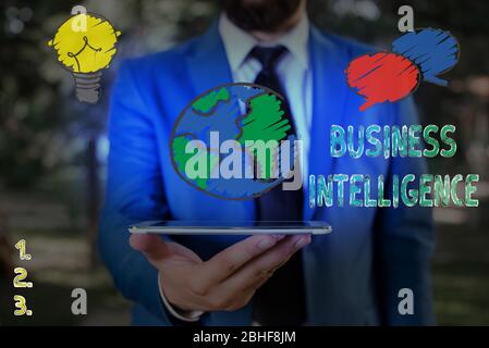 Handwriting text Business Intelligence. Conceptual photo Best Practice of Information to Optimize Performance Stock Photo