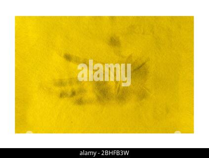 Handprint remaining on yellow cleaning cloth after dusting Stock Photo