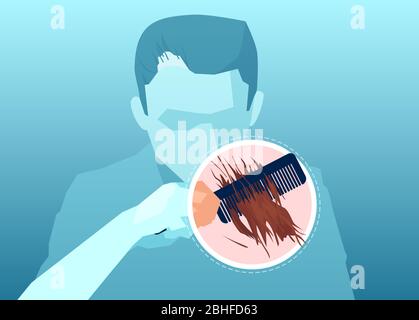 Vector of a young man combing and loosing hair Stock Vector