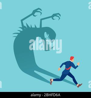 Vector of a businessman running away from his own shadow Stock Vector