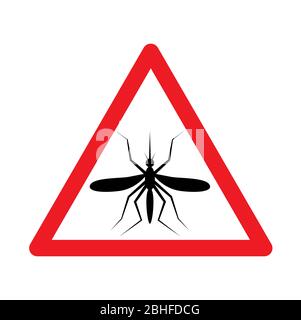 No Mosquito sign and red triangular warning symbol Stock Vector