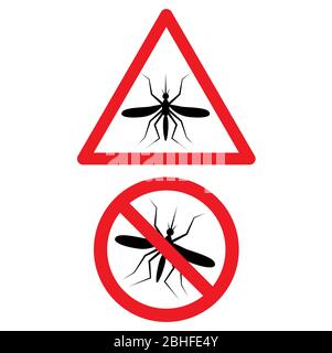 No Mosquito Icon red triangle, circle warning sign Stock Vector