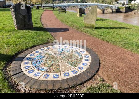 Mosaic detailing the Wales Coast Path and Offa's Dyke trail, Chepstow, Wales, UK Stock Photo