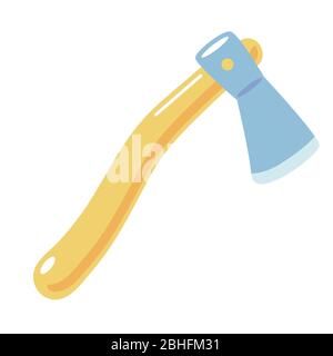 Axe Vector icon. Ax with wooden handle isolated on white background. Element of construction tools. Cartoon hatchet flat design. Hand carpenter instrument illustration. Simple element, Logo, symbol. Stock Vector