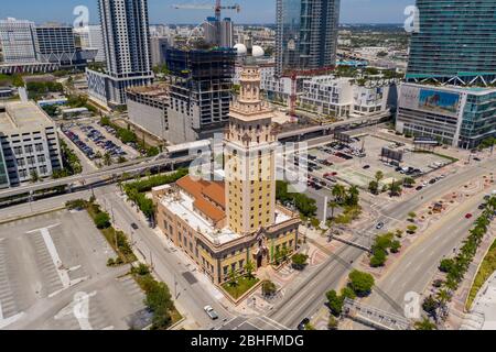 Miami Freedom Tower aerial drone photo Stock Photo