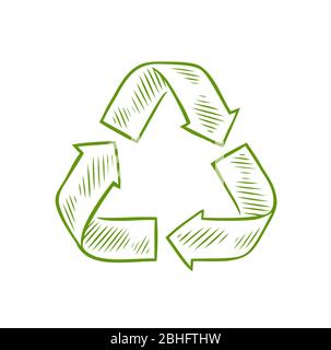 Recycle sign sketch. Waste recycling vector illustration Stock Vector