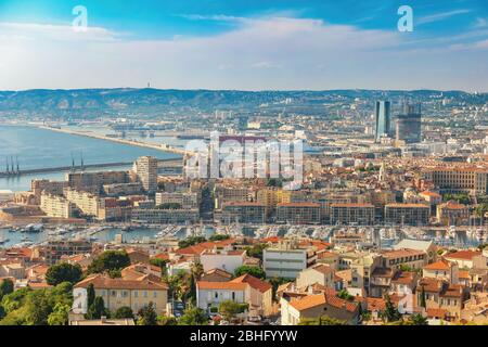 Marseille France city skyline at Vieux Port Stock Photo