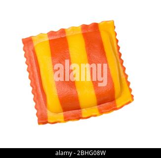 Gourmet Fresh  ravioli with lobster meat isolated on white background Stock Photo