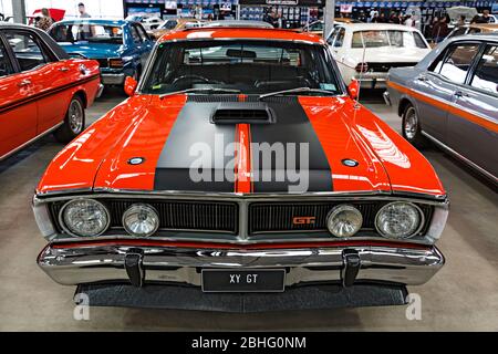 Automobiles /  Australian made 1970 Ford XY 351 GT Falcon  displayed at a motor show in Melbourne Victoria Australia. Stock Photo