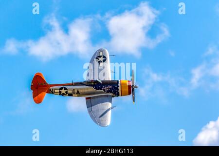 Tarheel Hal Republic P-47 Thunderbolt. Commemorative Air Force vintage airplanes and World War II re-enactment at 2019 Wings Over Houston Airshow. Stock Photo