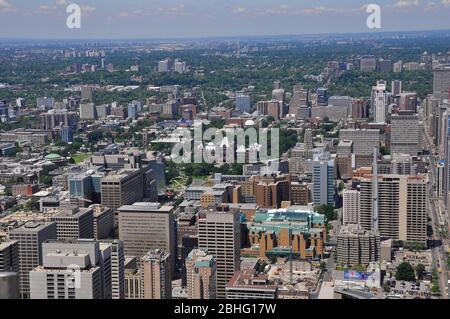 Toronto, Ontario / Canada - Jun16, 2009: Aerial view over the city center. Bird's-eye view of Toronto from Queen Street looking north Stock Photo