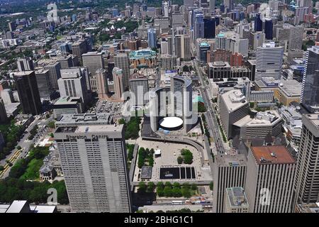 Toronto, Ontario / Canada - Jun16, 2009: Bird's-eye view of Toronto from Queen Street looking north.  Aerial view over the city center of Toronto, Ont Stock Photo