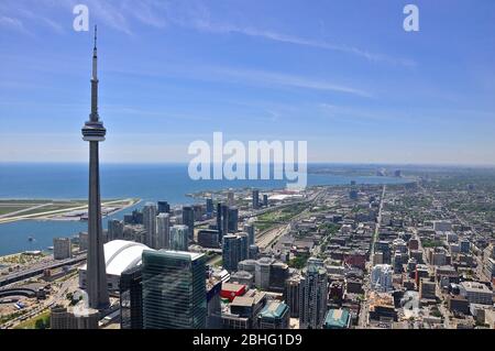 Toronto, Ontario / Canada - Jun16, 2009: Aerial view over the city center of Toronto, Ontario, Canada.  Bird-eye view of Toronto from Young Street loo Stock Photo