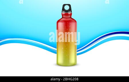mock up illustration of sports water bottle on abstract background Stock Vector