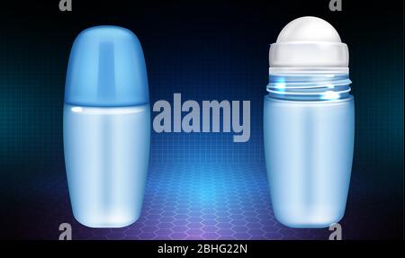mock up illustration of male deodorant perfume on abstract background Stock Vector