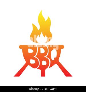 BBQ grill logo design vector, banners graphic,illustration on white background Stock Vector
