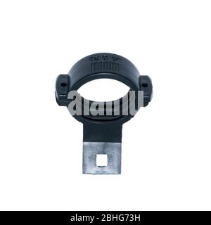 Black ku band Lnb mount clamp for dish antenna Stock Photo