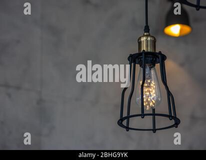 Round light bulbs for illumination at night Stock Photo