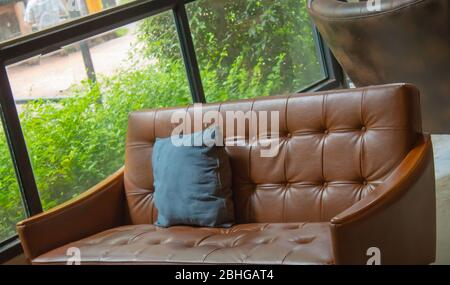 Chairs with soft corners in the shop, please understand. Stock Photo