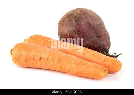 beetroot and carrots isolated on white background Stock Photo