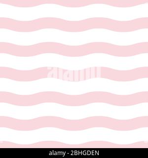 Seamless repeat striped pink waves pattern. Retro pastel pattern. EPS 10 Stock Vector