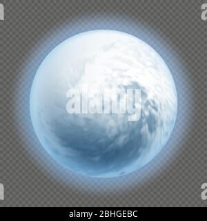Realistic detailed full big blue moon isolated on transparent background. Horror night concept. Halloween object. EPS 10 Stock Vector