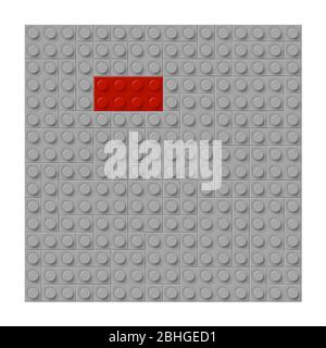 Connected gray plastic blocks with one red standing out. Business concept, unique. EPS 10 Stock Vector