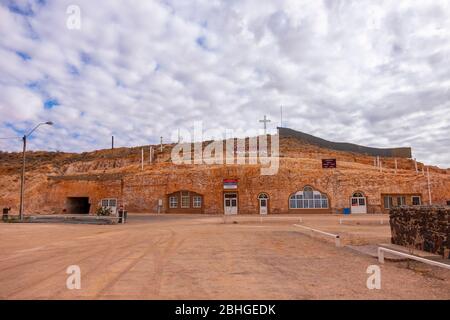 Coober Pedy, South Australia, Australia. Coober Pedy is a town in northern South Australia, 846 km (526 mi) north of Adelaide on the Stuart Highway. I Stock Photo