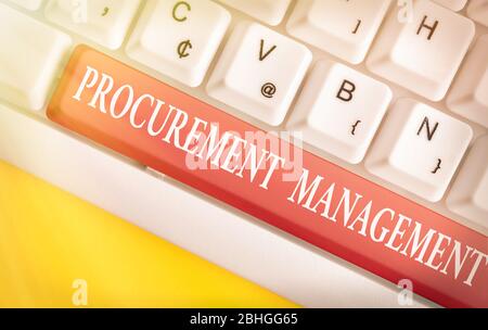 Writing note showing Procurement Management. Business concept for buying Goods and Services from External Sources Stock Photo